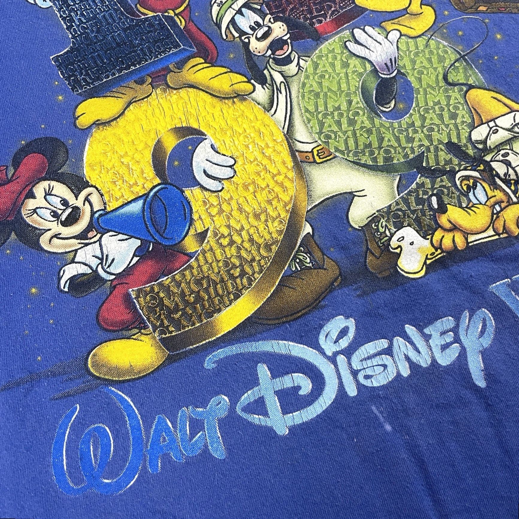 Disney VINTAGE Mickey Inc TShirt Adult XL Blue 1990s Disney World Distressed Shirt Regular Cotton Logo 90s Mens Size US XL / EU 56 / 4 - 5 Thumbnail