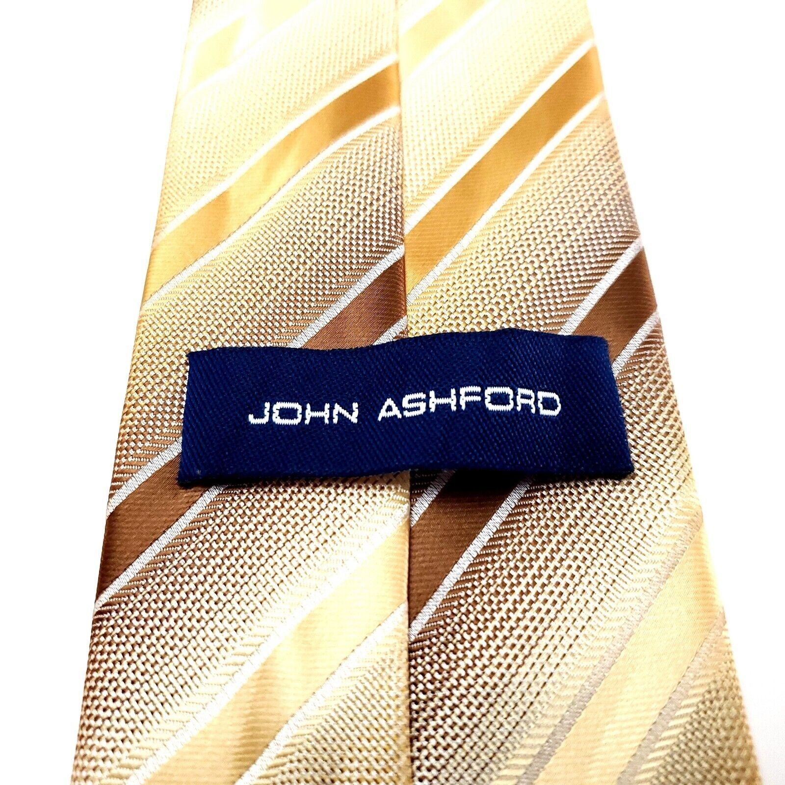 John Ashford John Ashford Beige Polyester Tie Woven Regimental Striped Size ONE SIZE - 4 Thumbnail