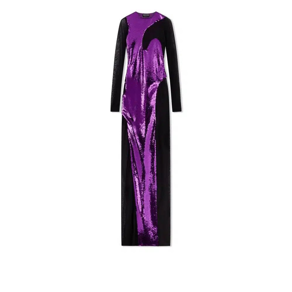 Tom Ford o1loc1c0225 AB3193 Sequins Evening Dress in Black Purple Size M / US 6-8 / IT 42-44 - 1 Thumbnail