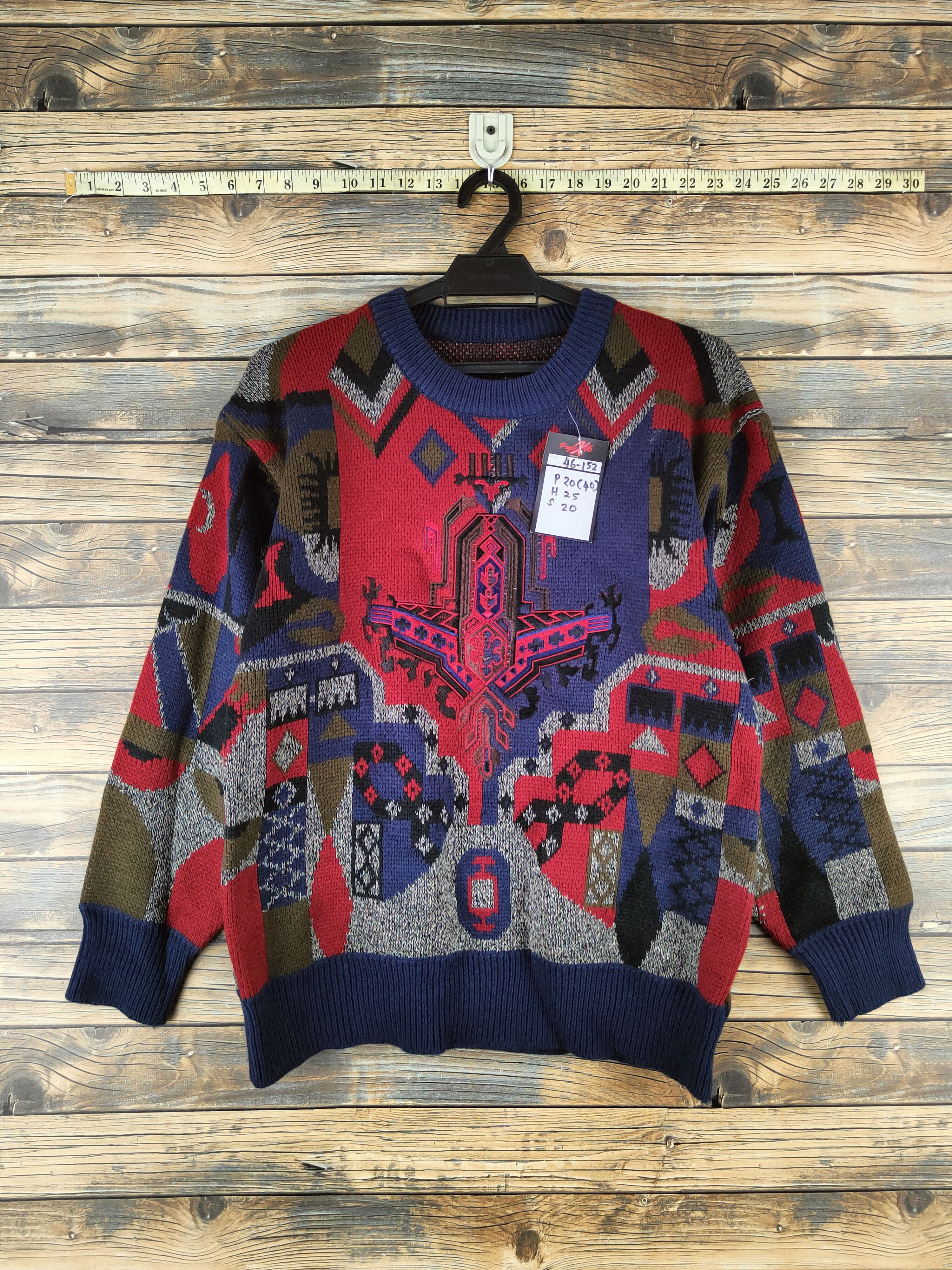 Japanese Brand DL Japanese Brand Maroon Navy Knitwear Sweatshirts #46-152 Size US S / EU 44-46 / 1 - 1 Thumbnail