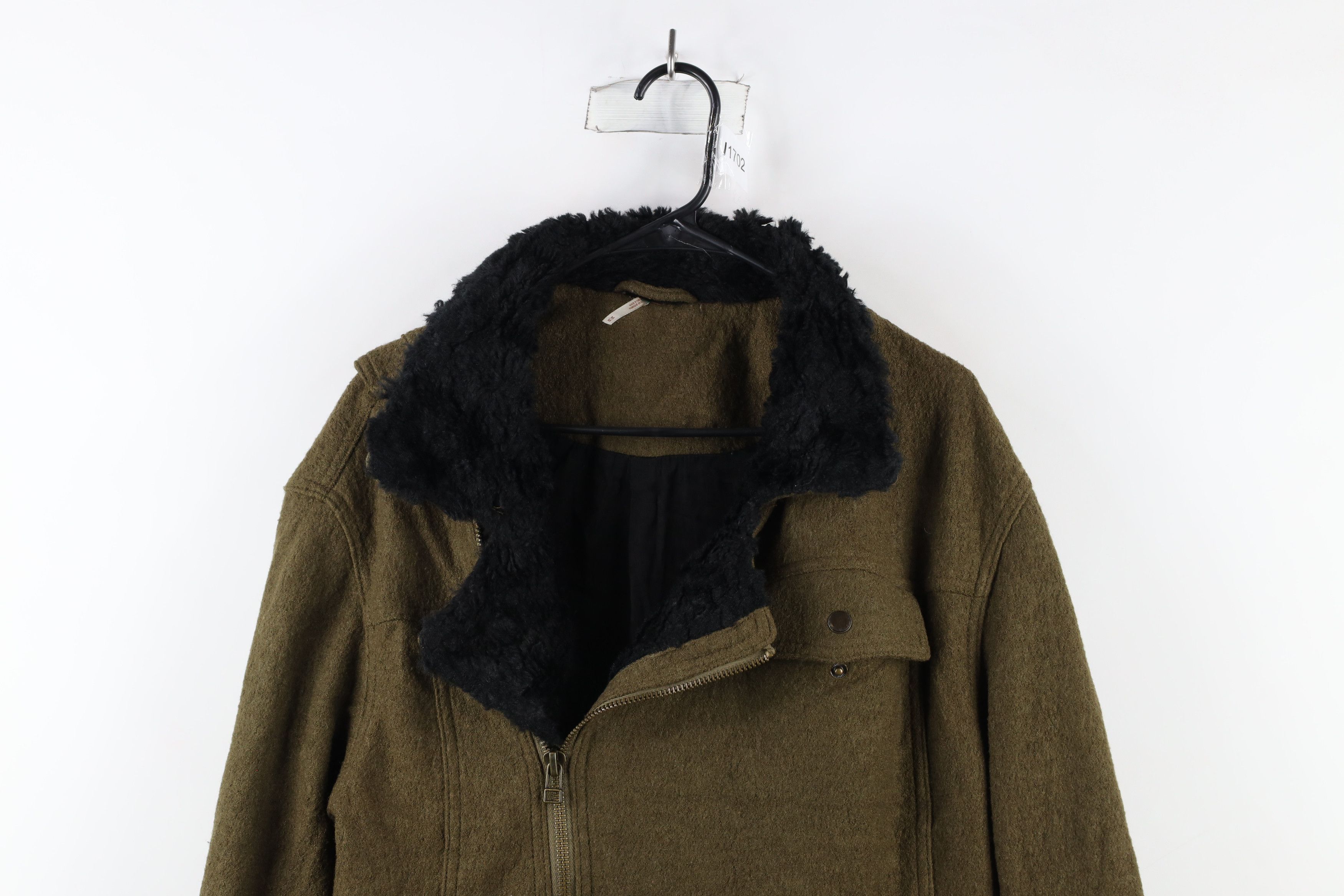 Free People × Vintage Free People Chic Asymmetrical Zip Wool Bomber Jacket Green Size M / US 6-8 / IT 42-44 - 2 Thumbnail