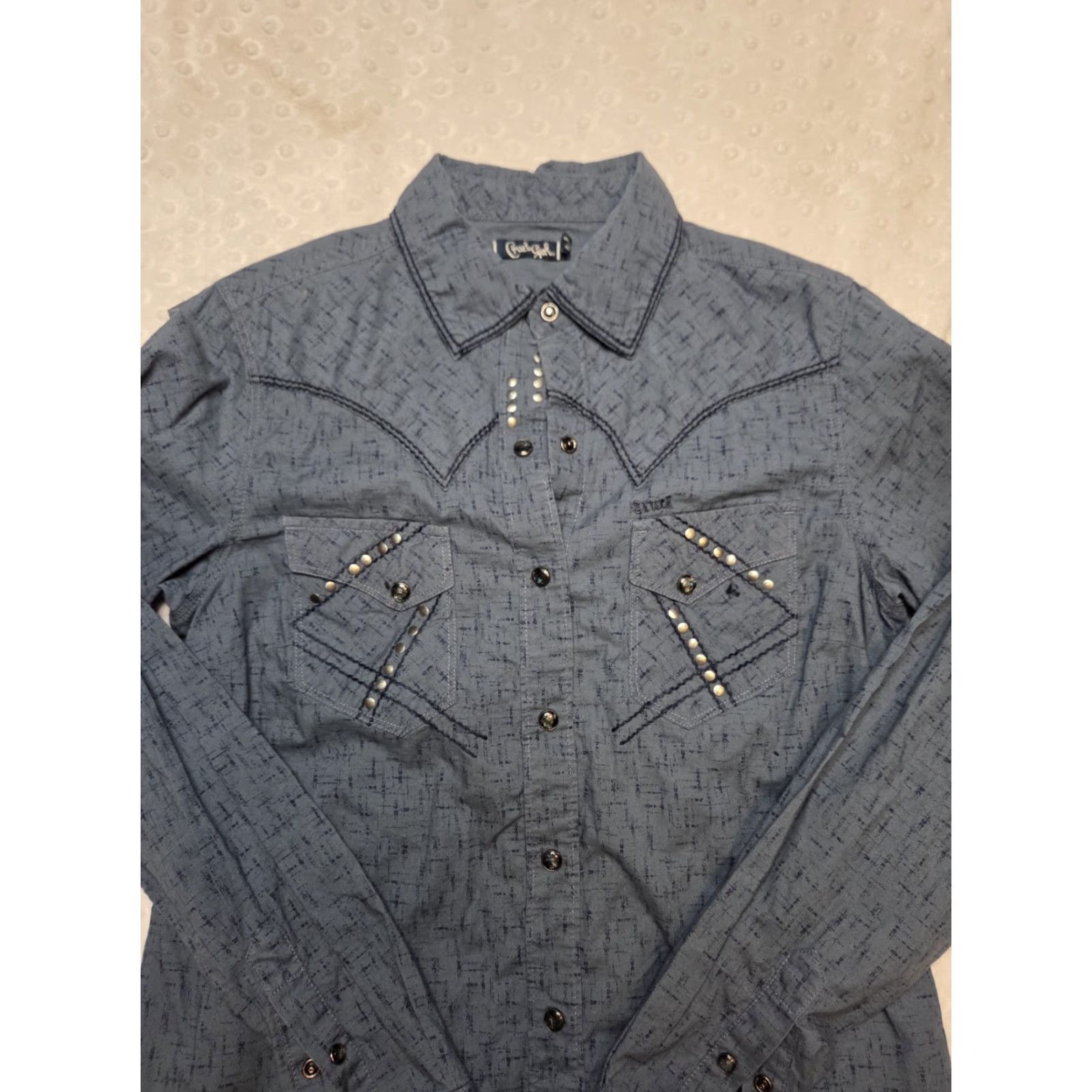 Vintage Cruel Girl Womens M Blue Floral Embroidered Back Long Sleeve Snap Western Shirt Size M / US 6-8 / IT 42-44 - 5 Thumbnail