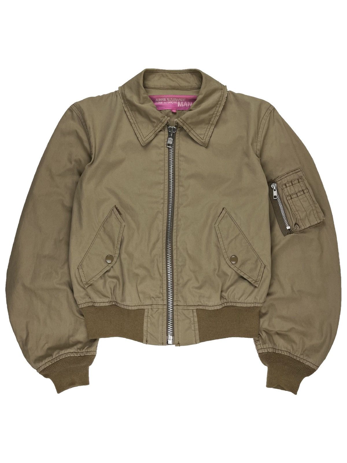 Pre-owned Comme Des Garcons X Junya Watanabe Ss04 Junya Watanabe Cropped Military Flight Bomber Jacket In Khaki