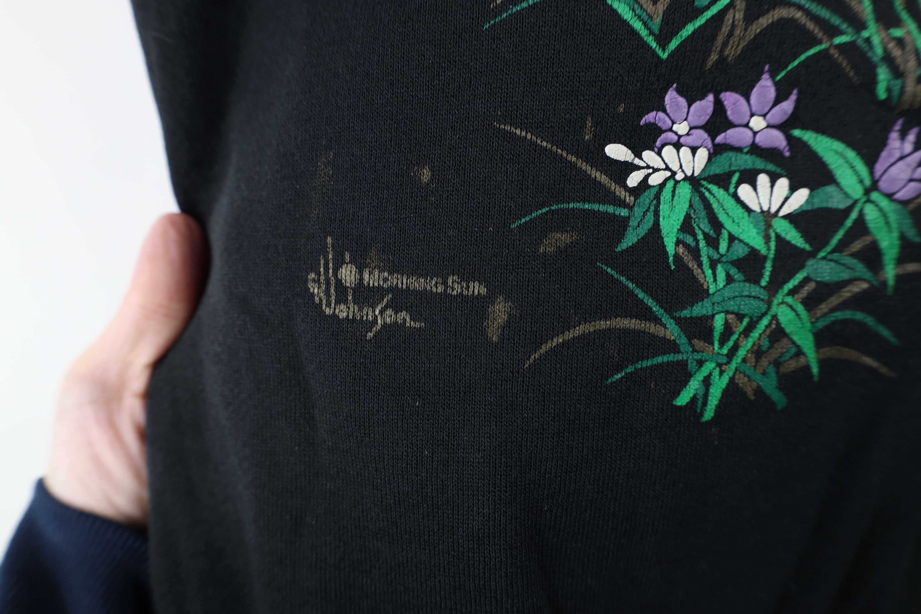 Vintage Vintage 90s Streetwear Floral Flower Sweatshirt Black USA Size M / US 6-8 / IT 42-44 - 6 Thumbnail