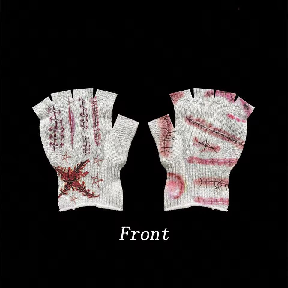 Other Y2k 2000s Streetwear Distressed Punk Print Gloves Size ONE SIZE - 1 Thumbnail