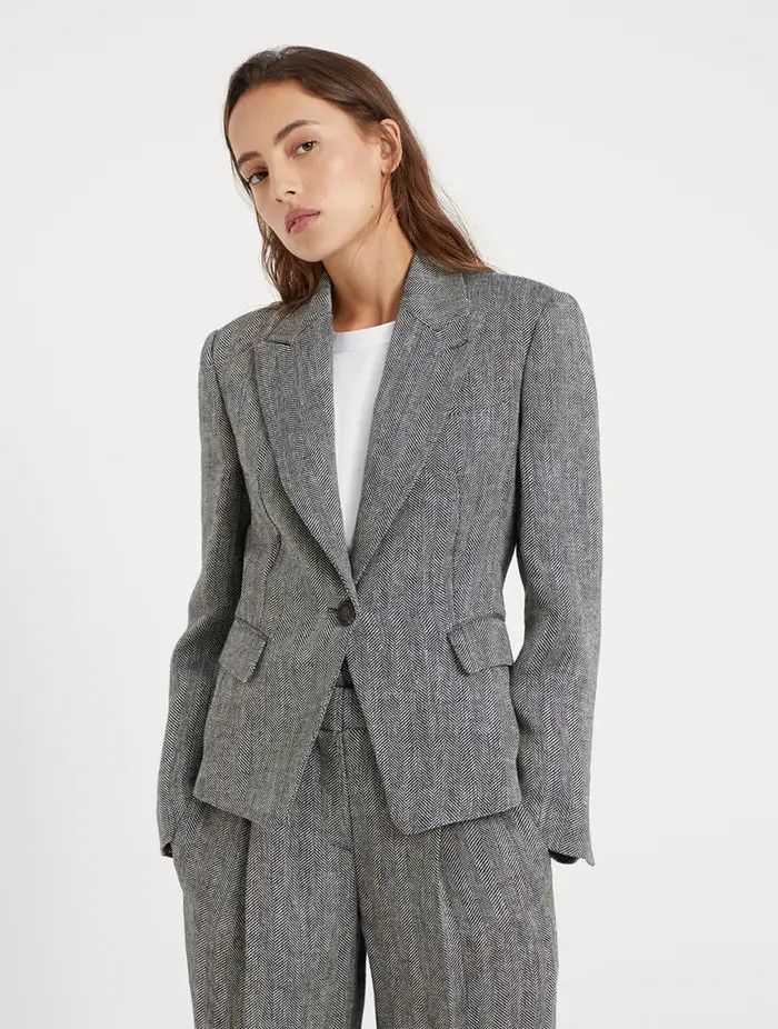 o1w1db10825 Woven Jacket Wool in Open White