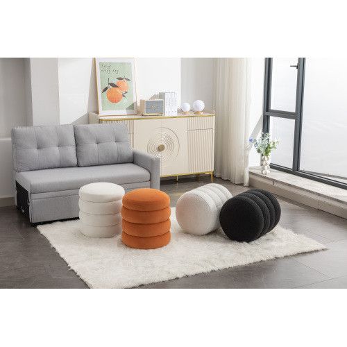Designer × Homemade 006-Soft Velvet Round Ottoman Footrest Stool,Orange Size US L / EU 52-54 / 3 - 6 Thumbnail