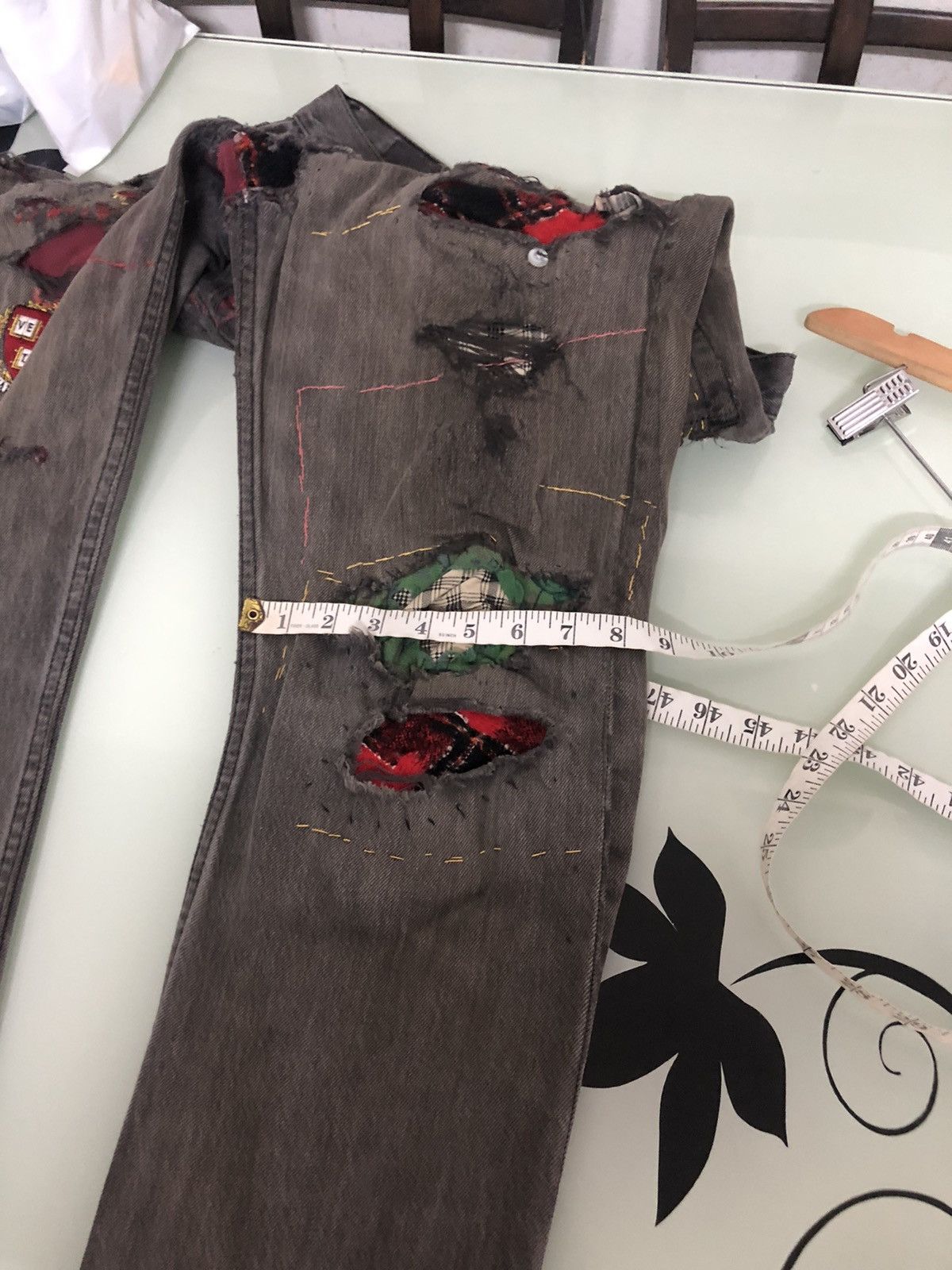 Levi's Rare❗️Vintage 90s Levis 501 Distressed Multi Patches Jeans Size US 32 / EU 48 - 22 Thumbnail