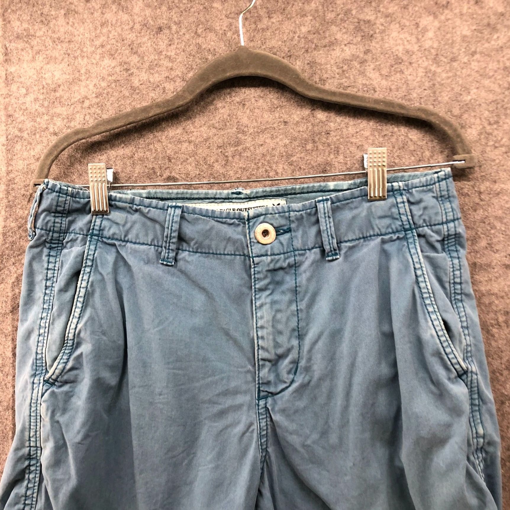 American Eagle Outfitters American Eagle Classic Fit Chino Shorts Mens 30 Light Blue 10" Inseam Size US 30 / EU 46 - 3 Thumbnail