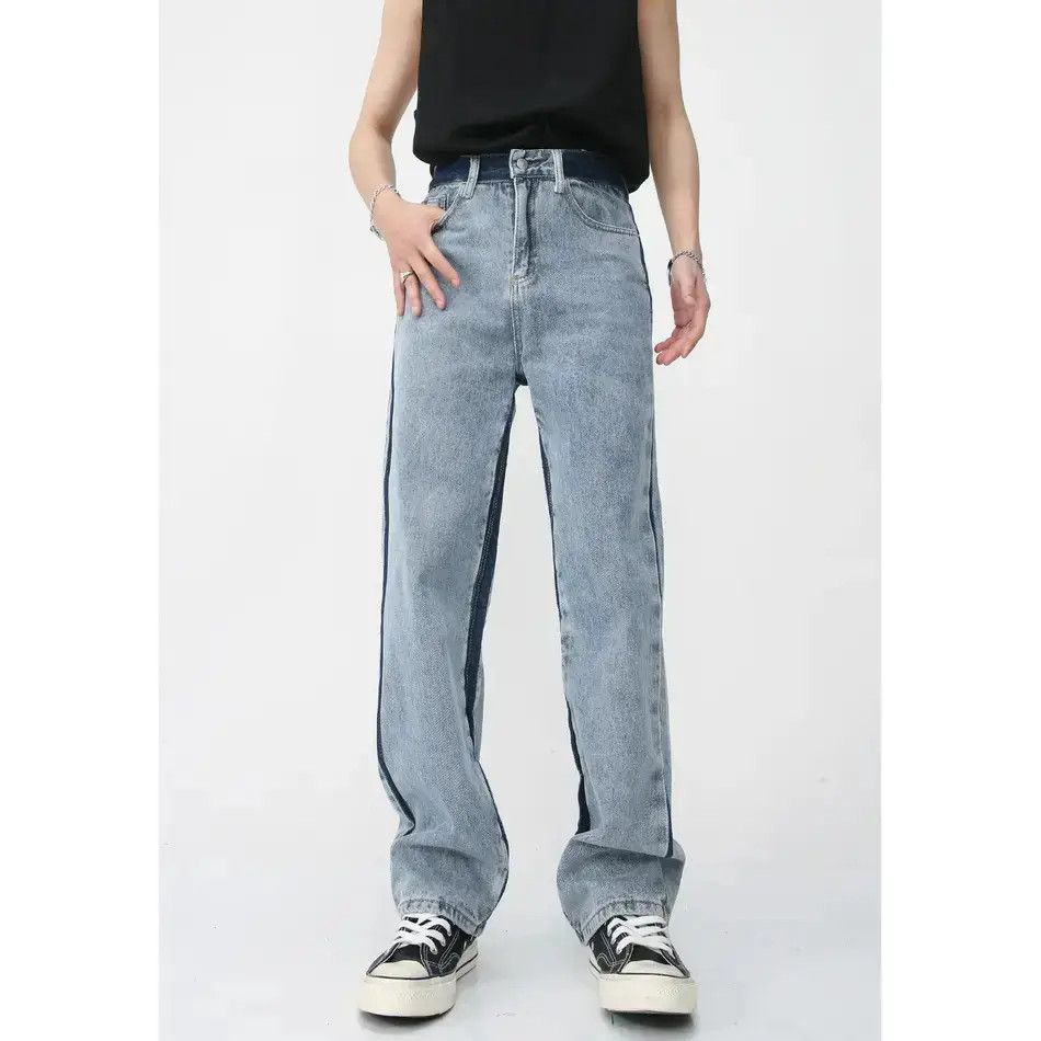 Japanese Brand Retro loose straight leg spliced jeans Size US 32 / EU 48 - 1 Thumbnail