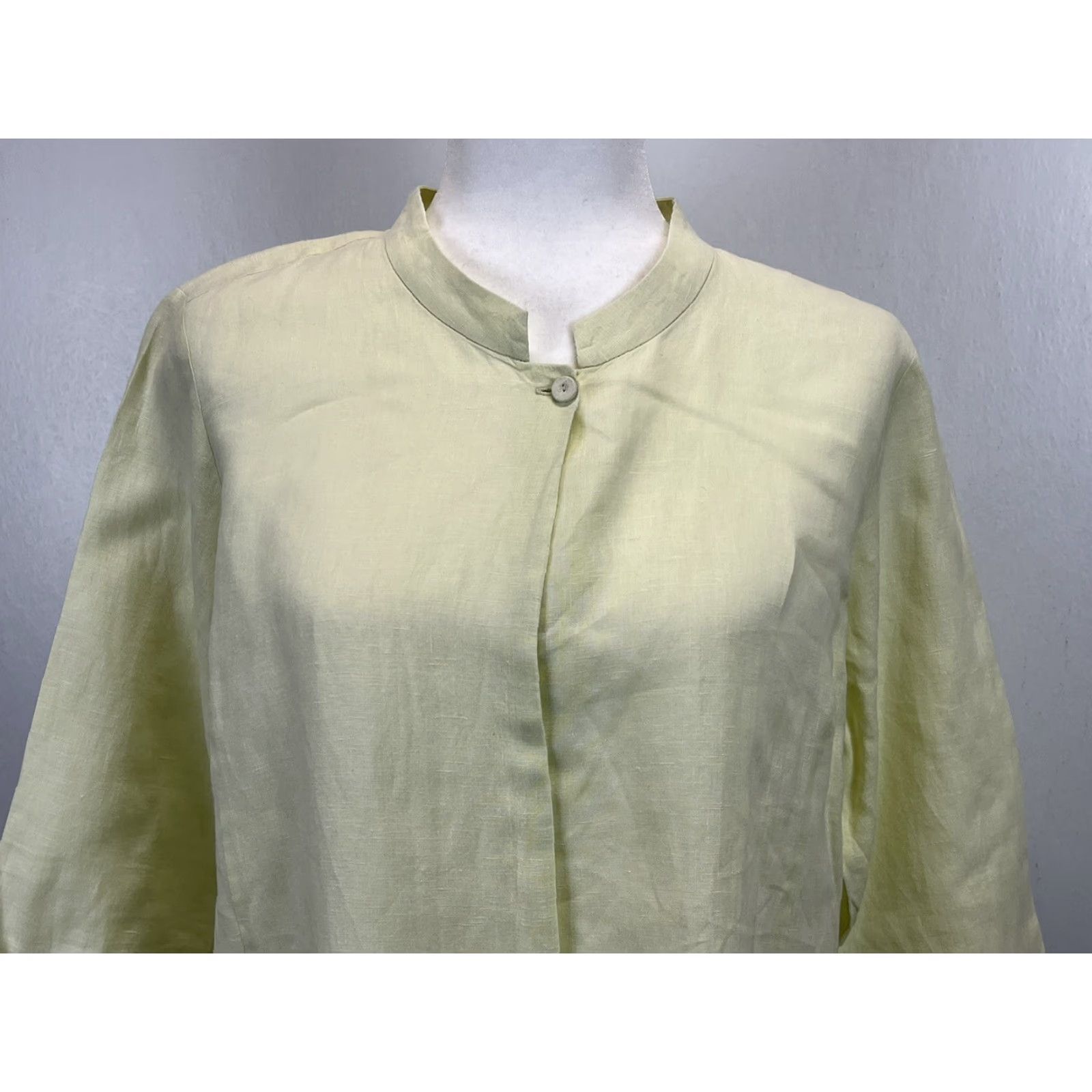 Eileen Fisher Eileen Fisher Linen Jacket Women's Medium Green Artsy Lagenlook Casual Long Sleeve Single Button Size M / US 6-8 / IT 42-44 - 3 Thumbnail