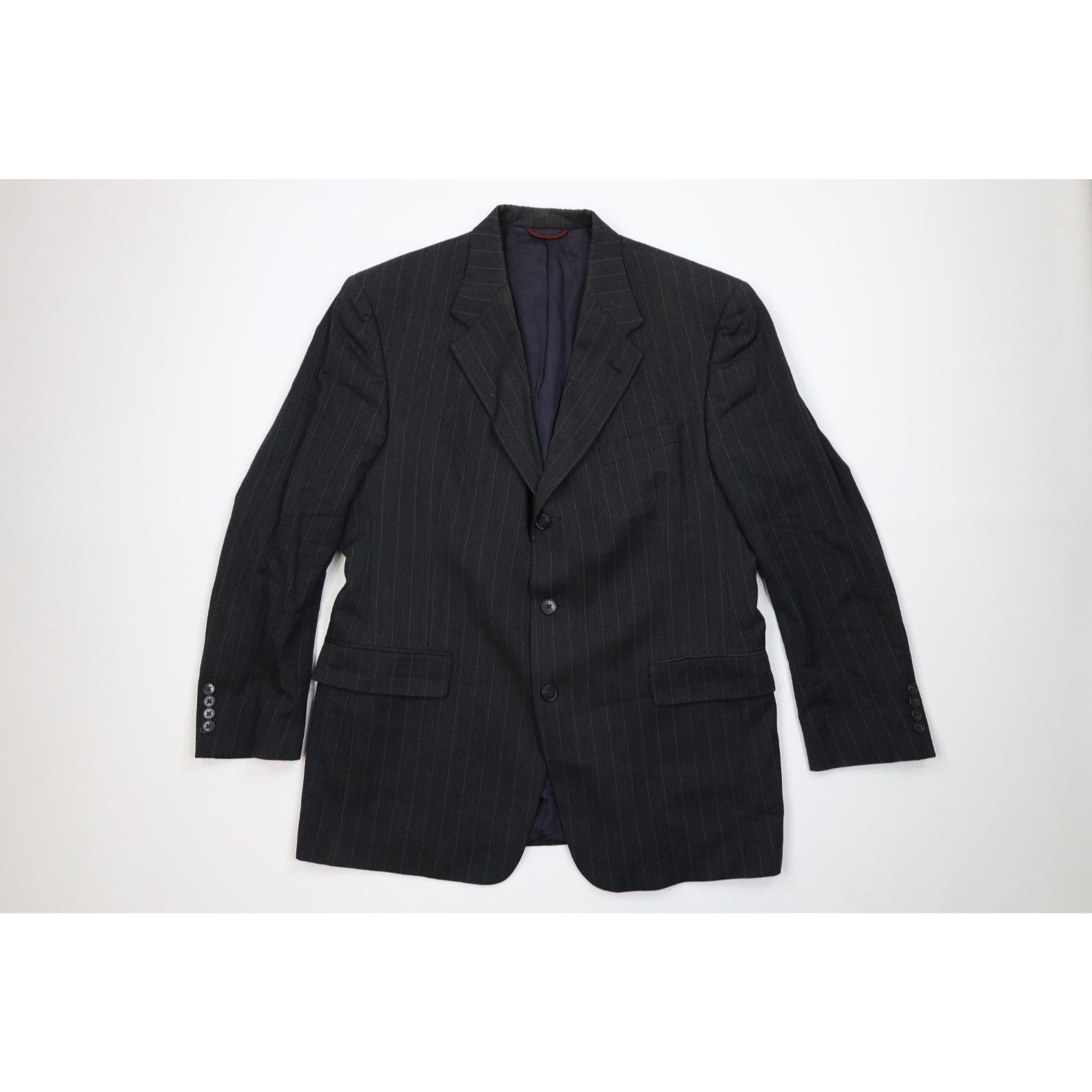 Vintage Vintage 90s Streetwear 2 Piece Wedding Wool Pinstriped Suit Size 42R - 2 Thumbnail