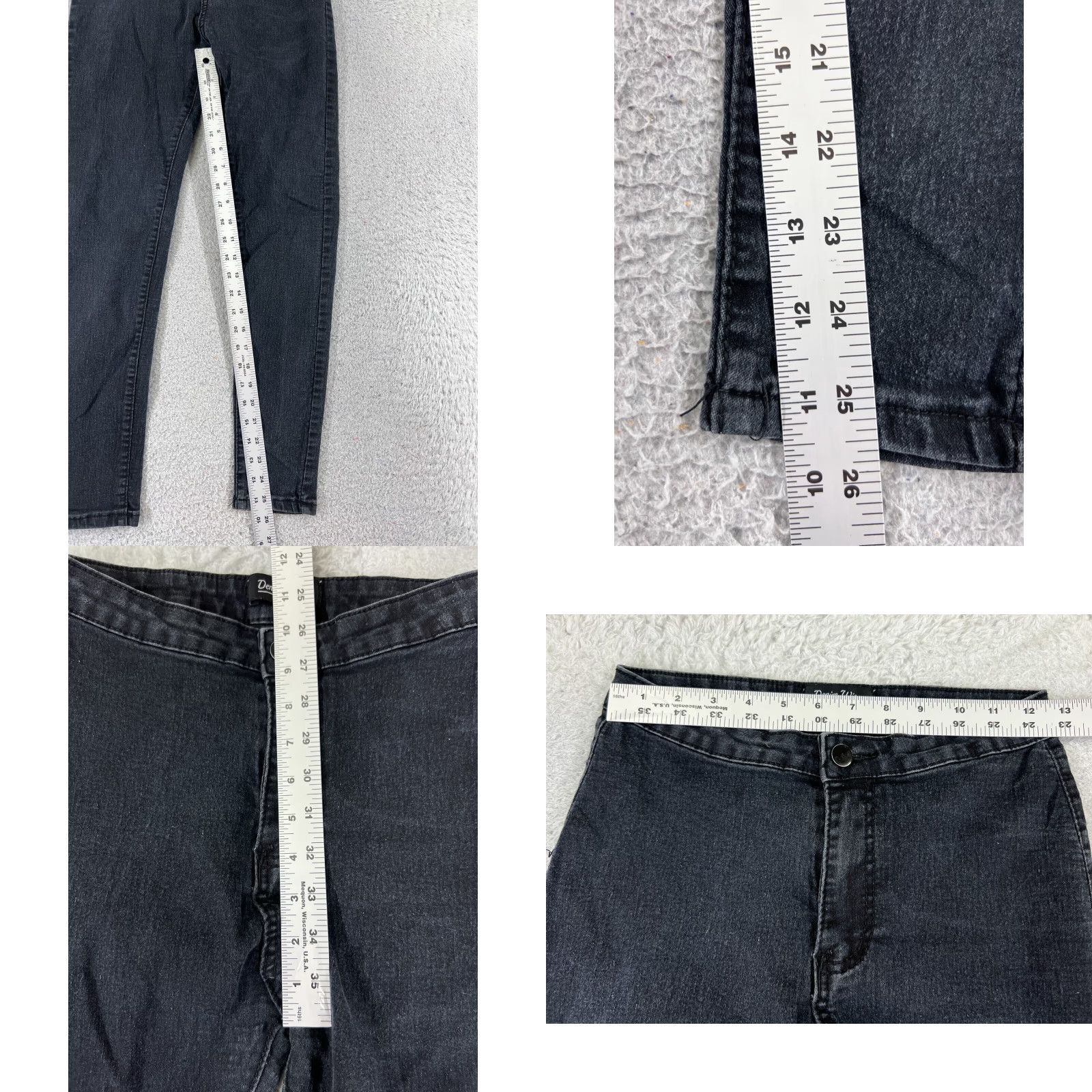 Vintage Womens Denim Wise Pants 12 Black Skinny Mid Rise 24x26 Cotton Blend Stretch READ Size 34" / US 12 / IT 48 - 8 Thumbnail