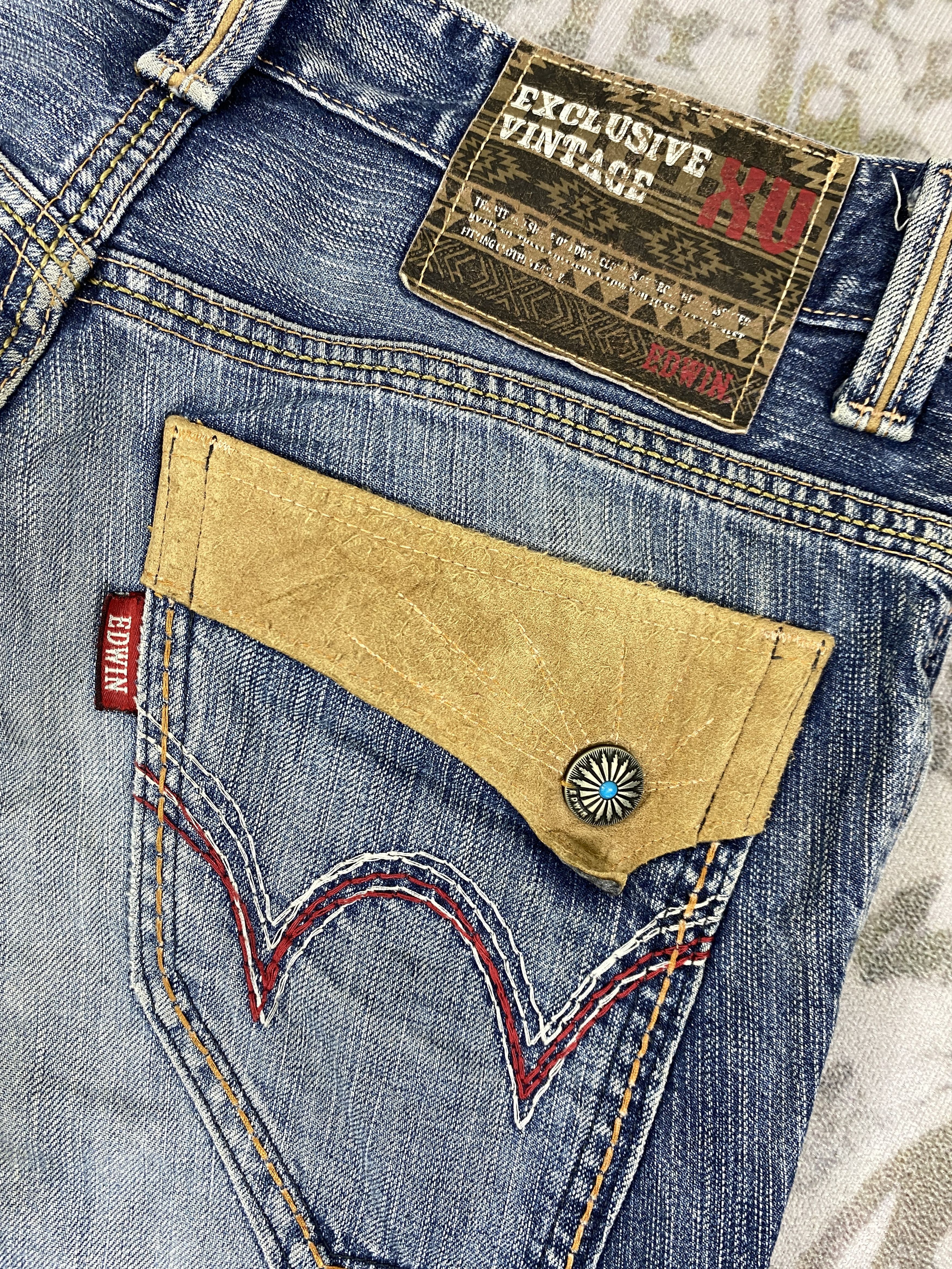 Le Grande Bleu (L.G.B.) Vintage Edwin LGB style Flare Jeans 34x29.5 - JN 3023 Size US 34 / EU 50 - 12 Thumbnail