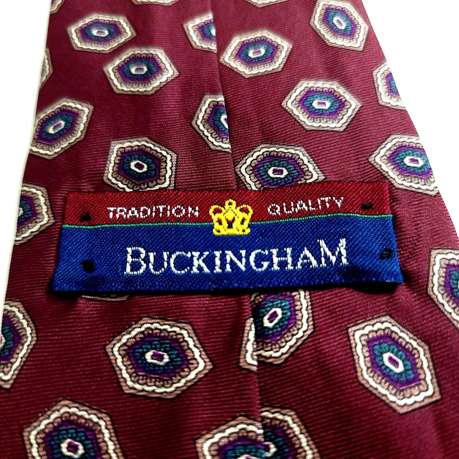 Designer Buckingham Traditional Quality Red Blue Geometric Abstract P Size ONE SIZE - 3 Thumbnail