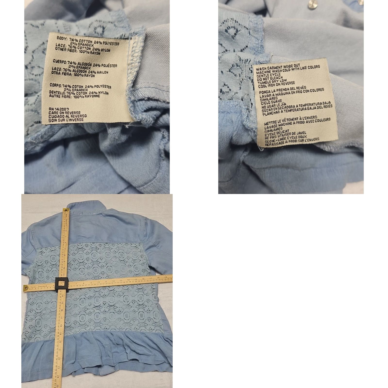 Vintage Simply Noelle Lace Blouse Women S/M Blue Peplum Boho Layering Piece Size S / US 4 / IT 40 - 8 Thumbnail
