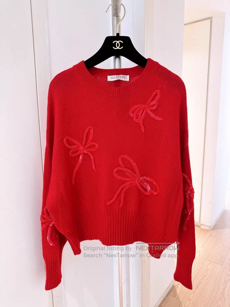 Valentino Valentino Bow sequin cashmere sweater Size XS / US 0-2 / IT 36-38 - 1 Thumbnail