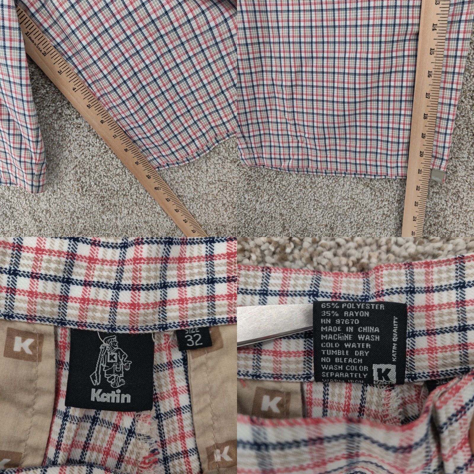 Katin Katin Shorts Mens 32 Plaid Chino Flat Front Casual Outdoor Golf Size US 32 / EU 48 - 8 Thumbnail