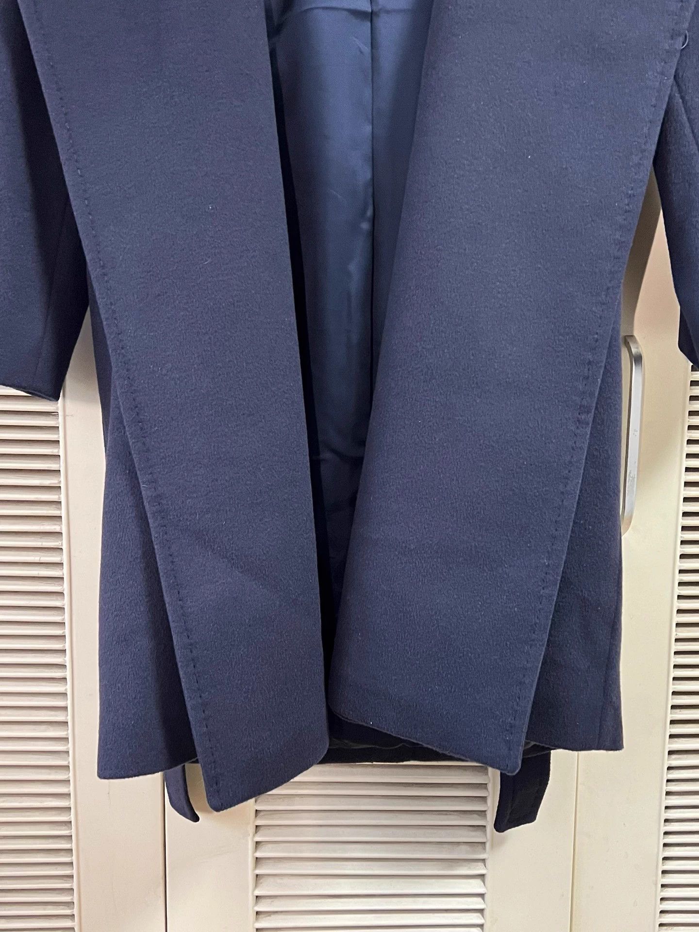 Max Mara MaxMara Women's Wool Dressing Gown Navy Fox Fur 38 Size S / US 4 / IT 40 - 4 Thumbnail