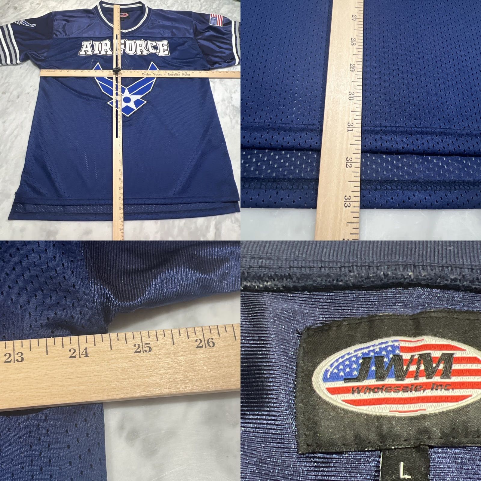 Logo 7 VINTAGE JWM U.S. Air Force Jersey Men Large Wings Logo Blue Football Emblem Patches Shirt" Size US L / EU 52-54 / 3 - 9 Thumbnail