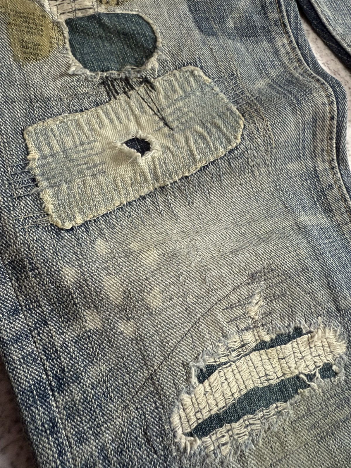 Hysteric Glamour × Japanese Brand Antgauge Japan Boro Distressed Newspaper Patch Jeans Size US 30 / EU 46 - 14 Thumbnail