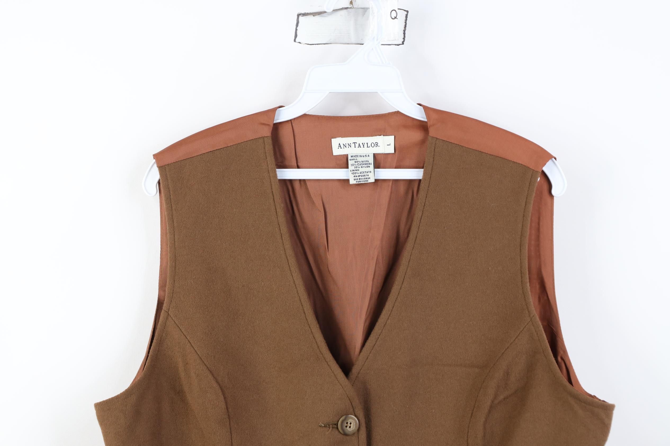 Vintage Vintage 90s Streetwear Cashmere Back Vest Jacket Brown Size L / US 10 / IT 46 - 2 Thumbnail