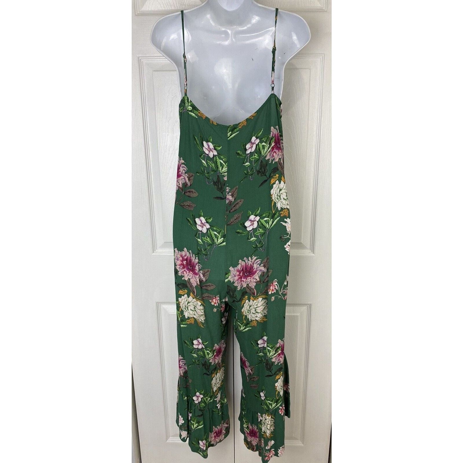 Other For The Republic Jumpsuit S Green Floral Tropical V Neck Size 29" - 6 Thumbnail