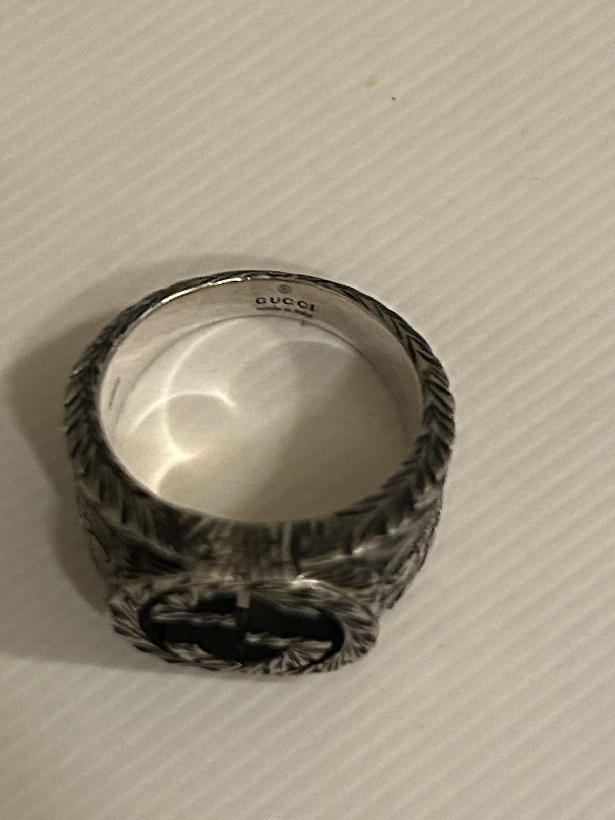 Gucci Gucci GG Logo Sterling Silver 925 Ring Unisex 445302 Size ONE SIZE - 7 Thumbnail