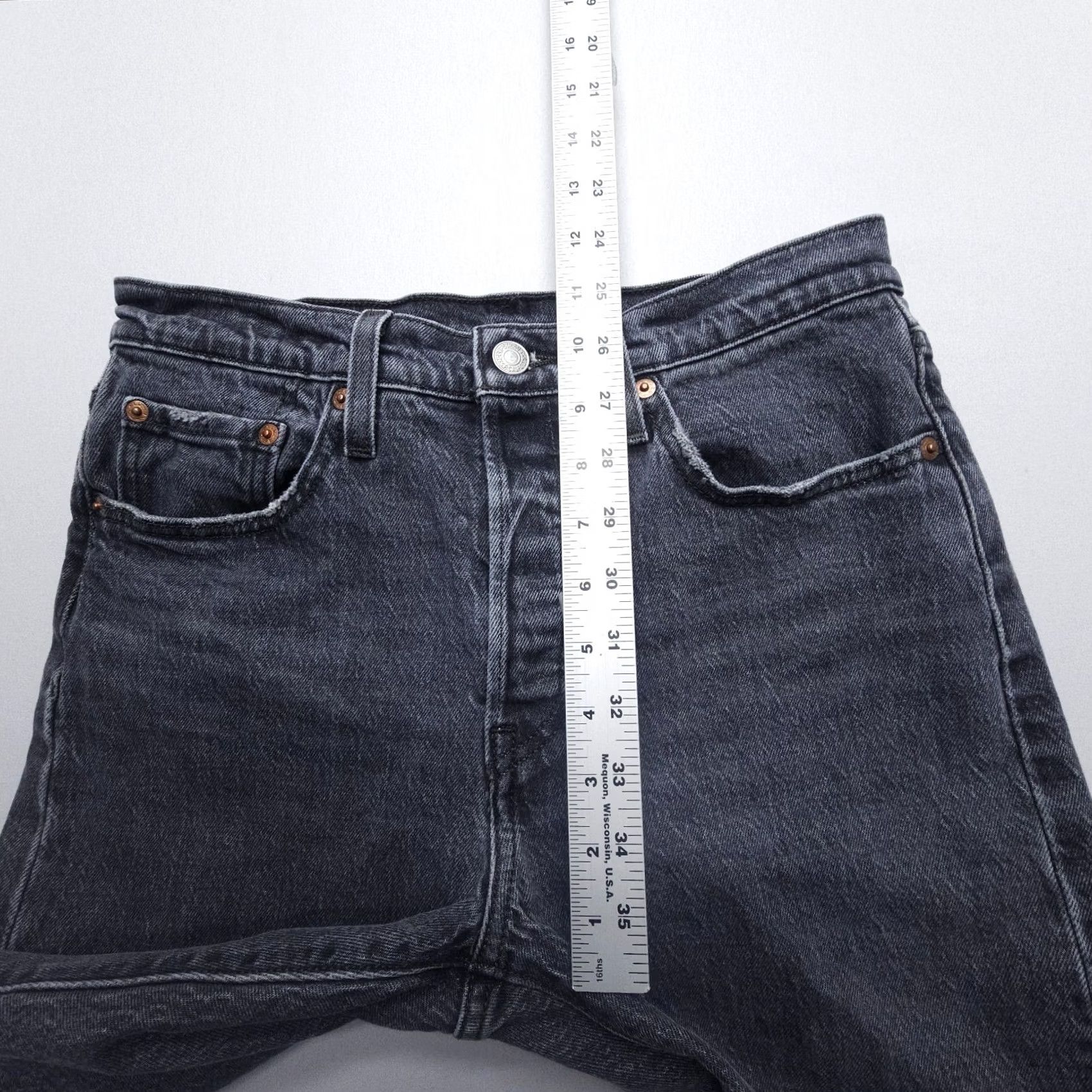 Levi's Levi's 501 Jeans Womens 27x28 Black High Rise Denim Button Fly 5-Pocket Regular Fit Vintage: No Size 27" / US 4 / IT 40 - 6 Thumbnail