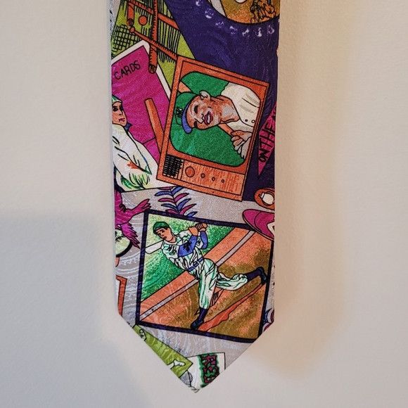 Vintage Ugo Modena Vintage 1992 Baseball Fan Necktie Nwot Size ONE SIZE - 2 Thumbnail