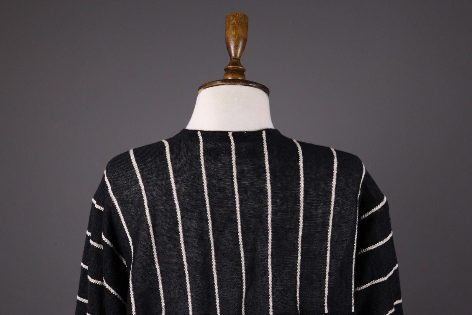 Designer Gudrun Sjoden Black Linen Stripe Knit Sweater Size S / M Size M / US 6-8 / IT 42-44 - 6 Thumbnail