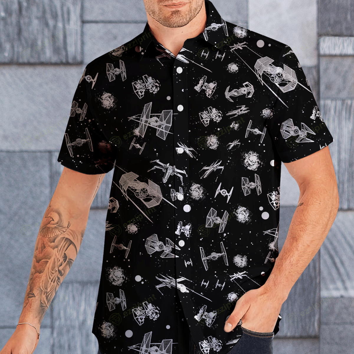 Designer × The Unbranded Brand Star Wars Spacecraft Pattern Button Down Shirt Size US S / EU 44-46 / 1 - 2 Thumbnail