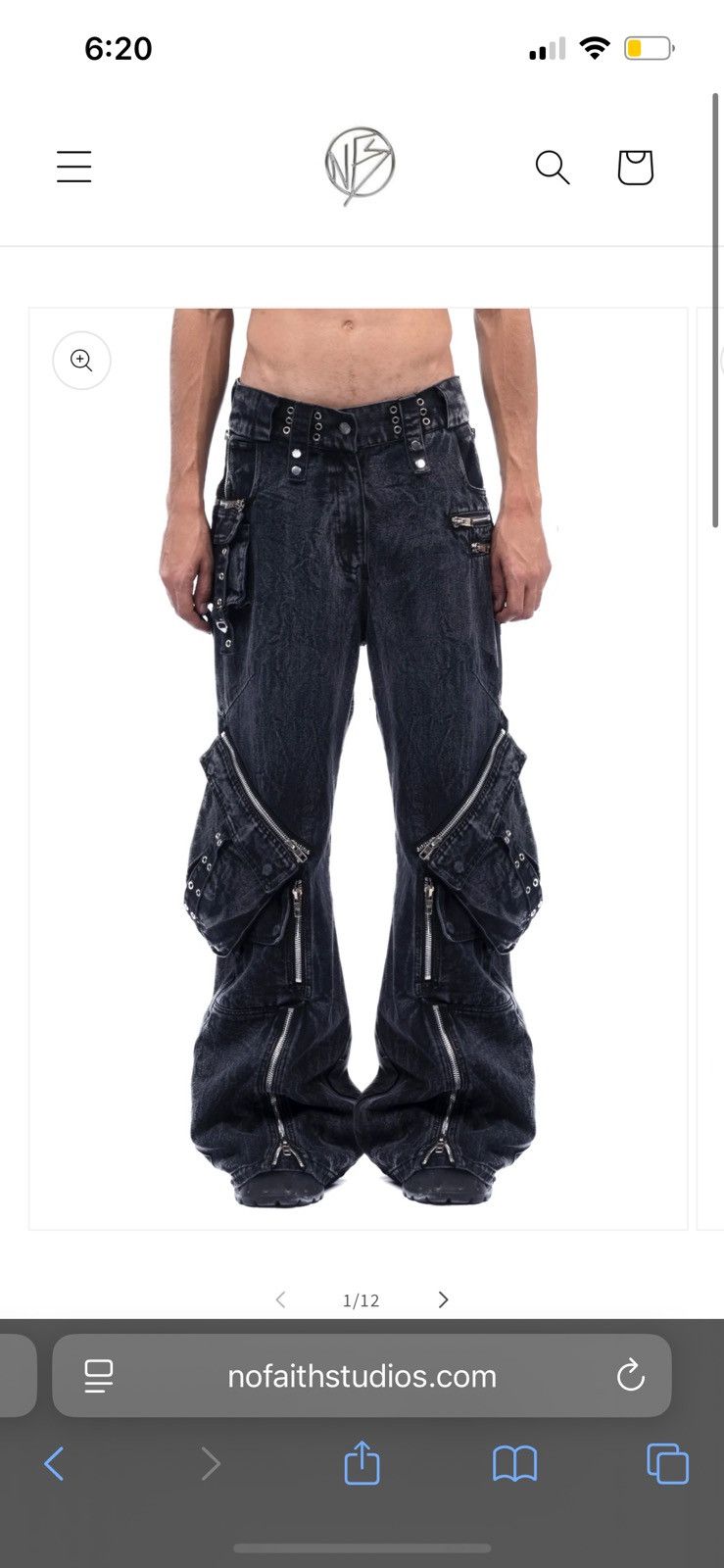 No Faith Studios No/Faith studios Black Heavy Cargo pants Size US 32 / EU 48 - 4 Thumbnail
