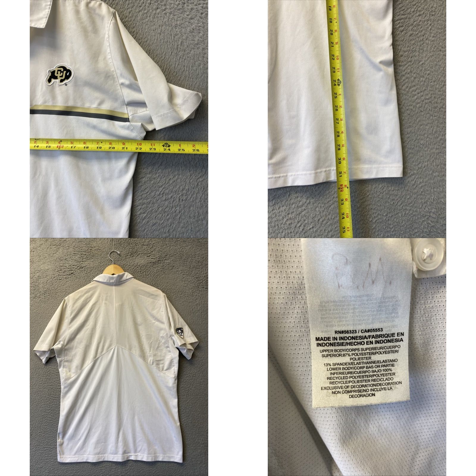 Nike Nike Beige White Men's Polo Golf Shirt L Colorado Buffaloes 145-37 Size US L / EU 52-54 / 3 - 8 Thumbnail