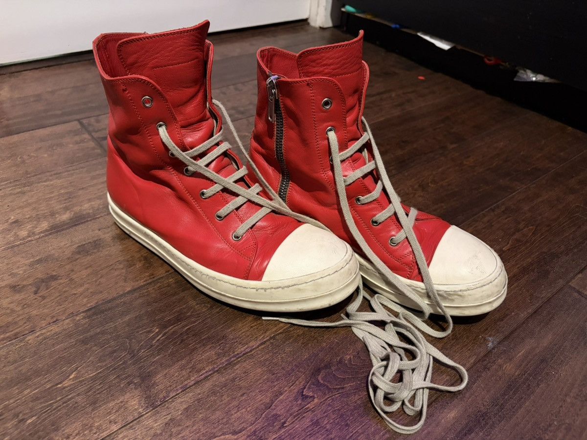 Rick Owens Rick Owens Chili Red / Milk High Top Ramones Size US 10.5 / EU 43-44 - 10 Thumbnail