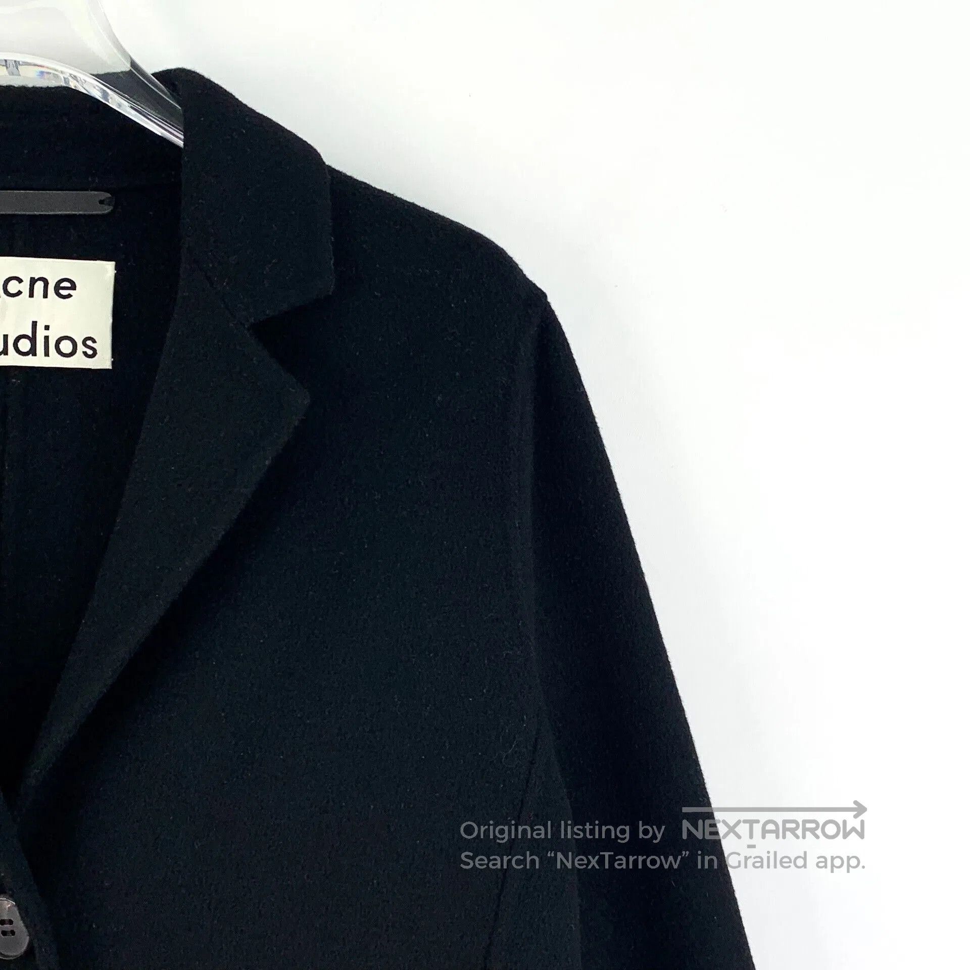 Acne Studios Acne Studios Black Wool Lapel Coat. Size XXS / US 00 / IT 34 - 3 Thumbnail