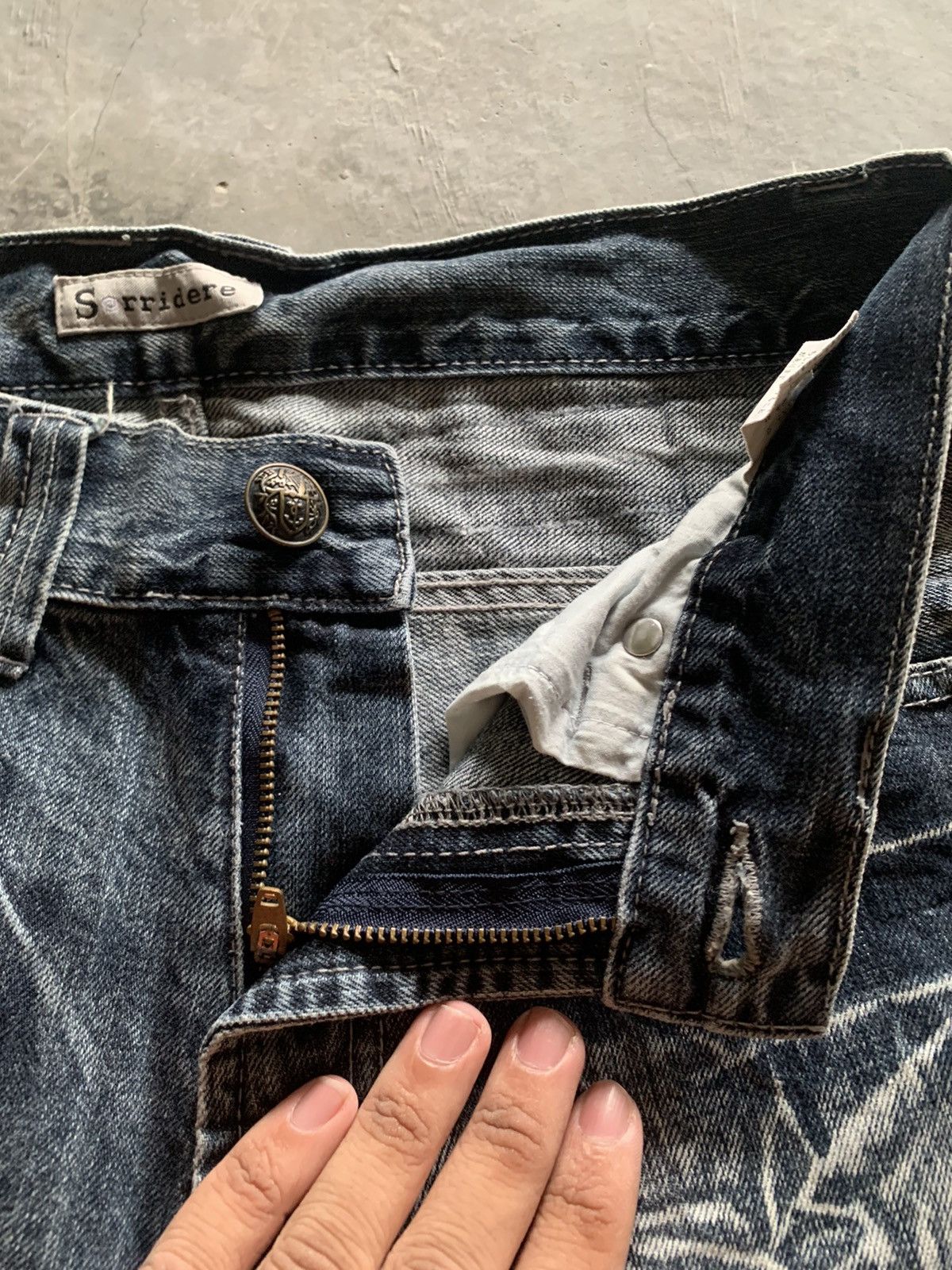 If Six Was Nine flared y2k sorridere sick washed design japanese jeans Size US 30 / EU 46 - 7 Thumbnail