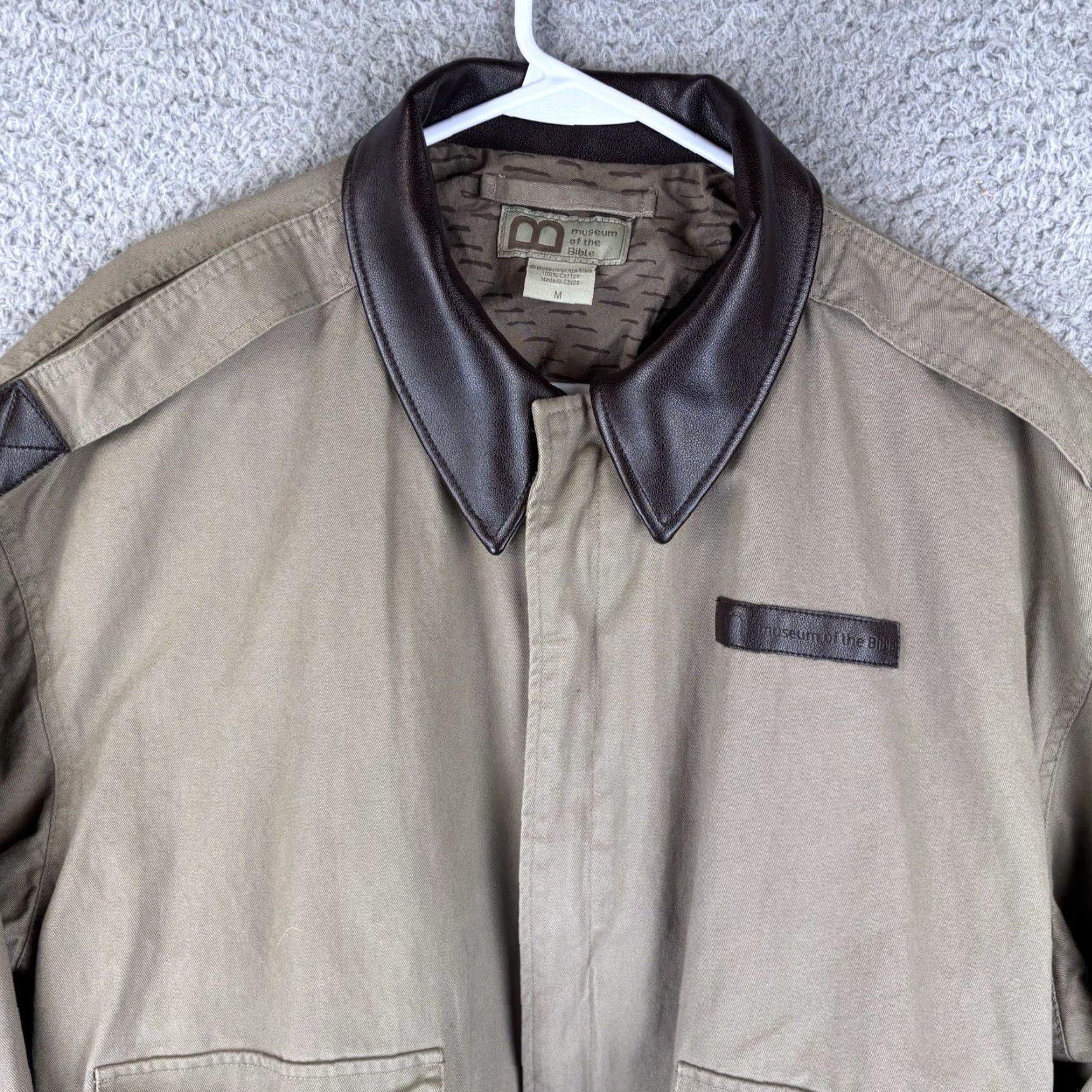 Vintage Museum of the Bible Mens Bomber Jacket Regular Brown Cotton Full Zip Size US M / EU 48-50 / 2 - 2 Thumbnail