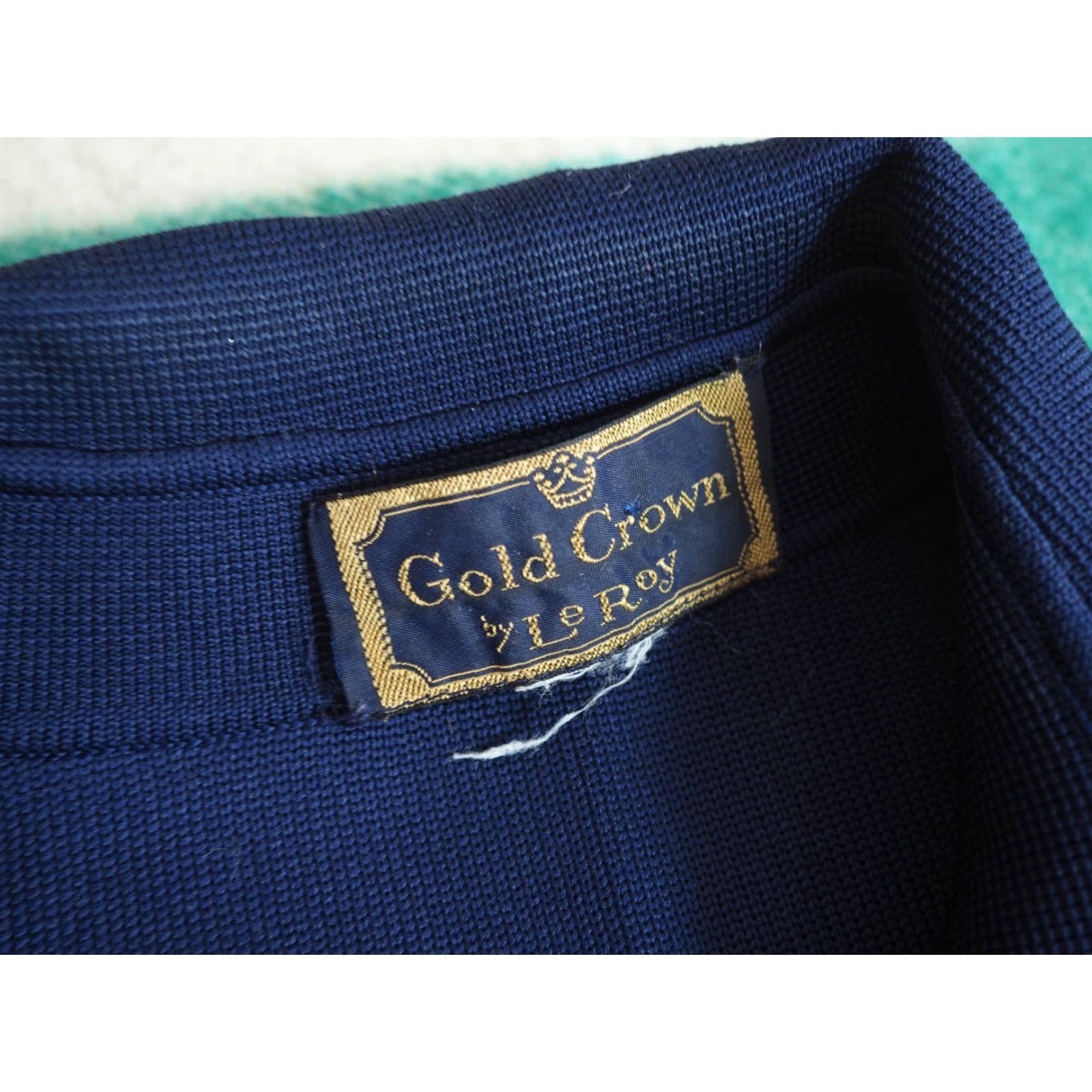Old Navy VTG 70s Le Roy Gold Navy Blue Poly Button Pocket Cardigan Sweater Shirt Womens M Size M / US 6-8 / IT 42-44 - 4 Thumbnail