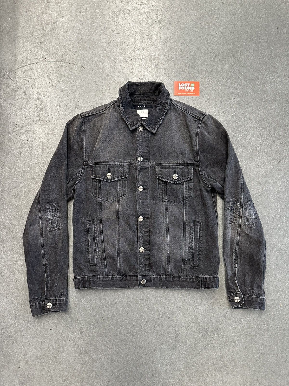 Ksubi Ksubi Classic Distressed Sketchy Black Denim Jacket Size US M / EU 48-50 / 2 - 1 Thumbnail