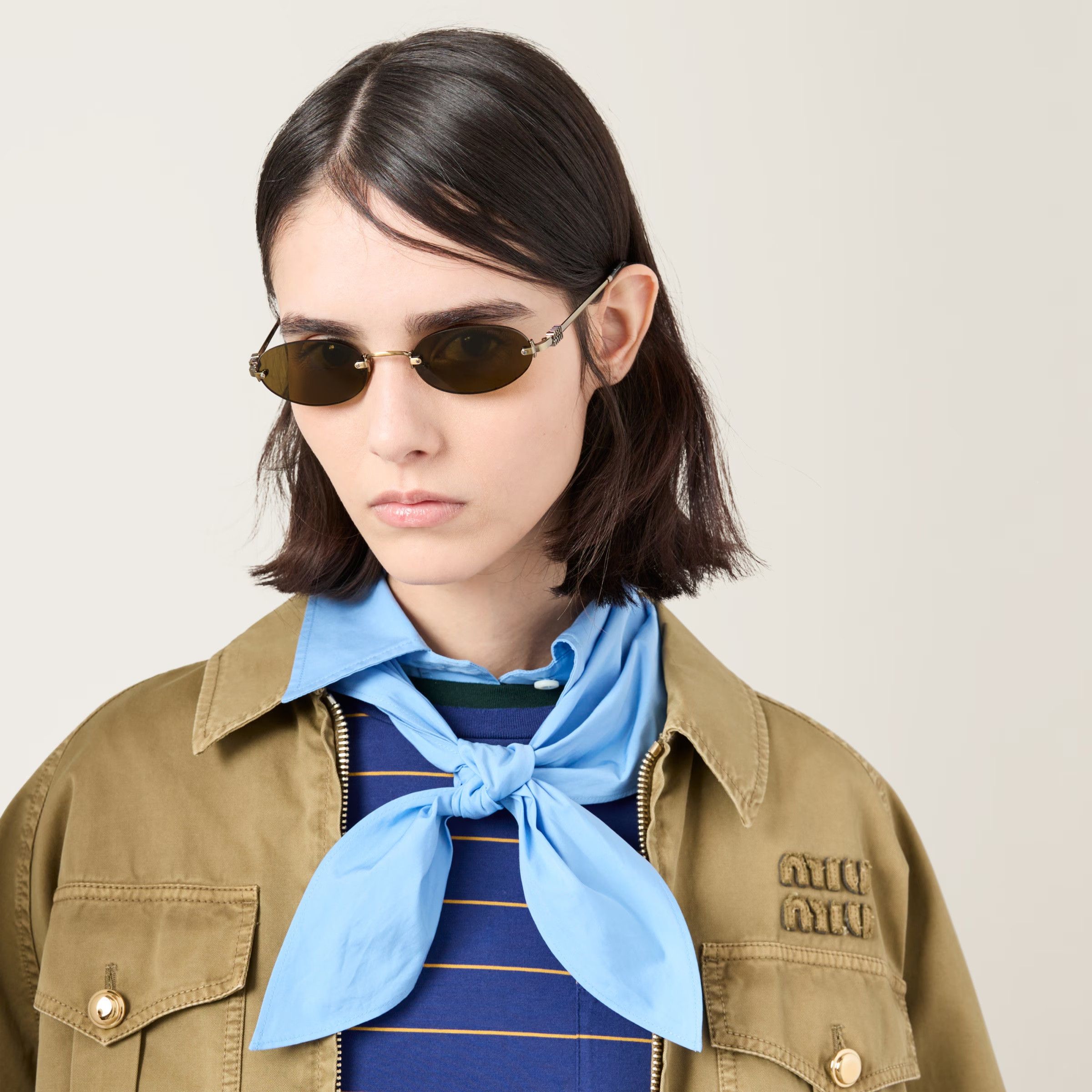 Miu Miu Miu Miu Women Sunglasses Oval MUA54S 26C09Z NEW AUTHENTIC Size ONE SIZE - 11 Thumbnail