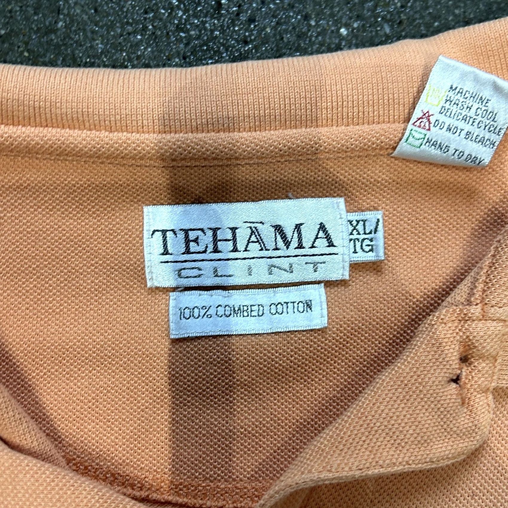 Vintage Tehama Clint Polo Shirt Mens XL Orange 100% Cotton Golf Embroidered Crest Logo Pique Shirt Size US XL / EU 56 / 4 - 5 Thumbnail