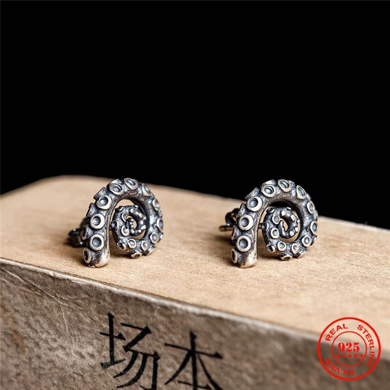 Jewelry Octopus Tentacles Stud Earrings 925 Sterling Silver Ear Gift Size ONE SIZE - 3 Thumbnail