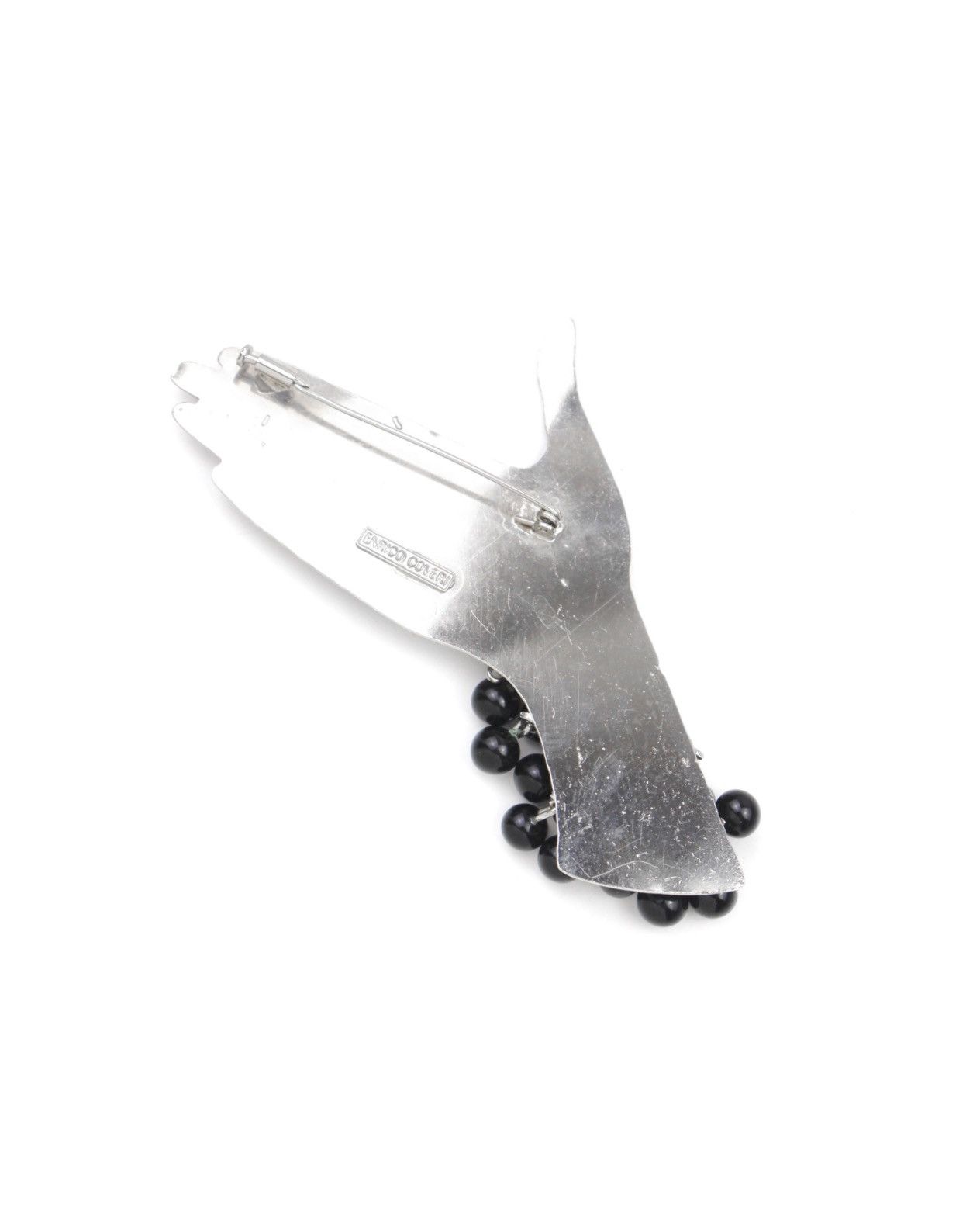Enrico Coveri 1980S ENRICO COVERI HAND SILVER-TONE BROOCH WITH BLACK BEADS Size ONE SIZE - 2 Thumbnail