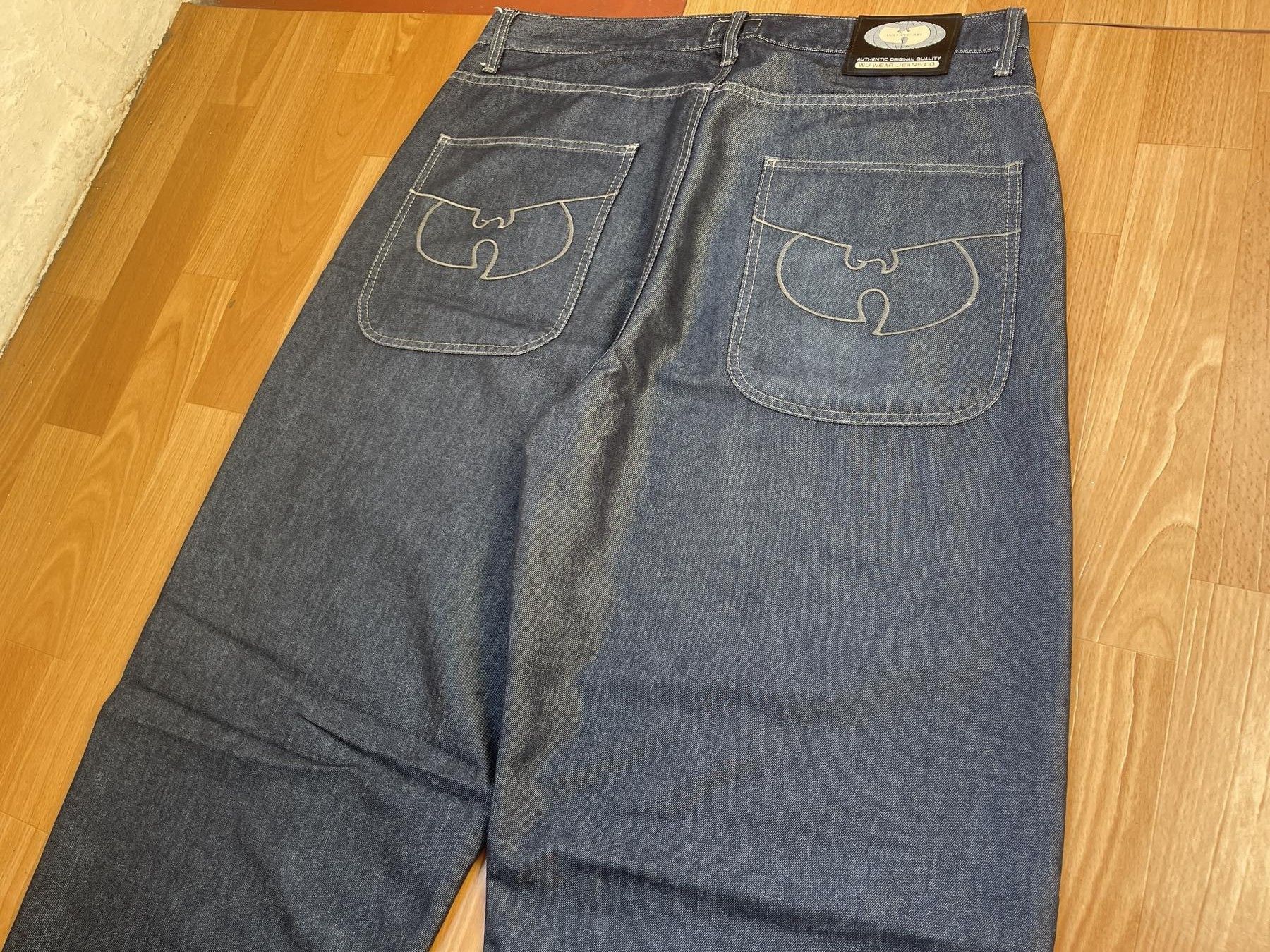 Wu-Tang Clan Wu Wear jeans, shiny gray silver Wu-Tang Clan, 90s baggy 34 Size US 34 / EU 50 - 9 Thumbnail