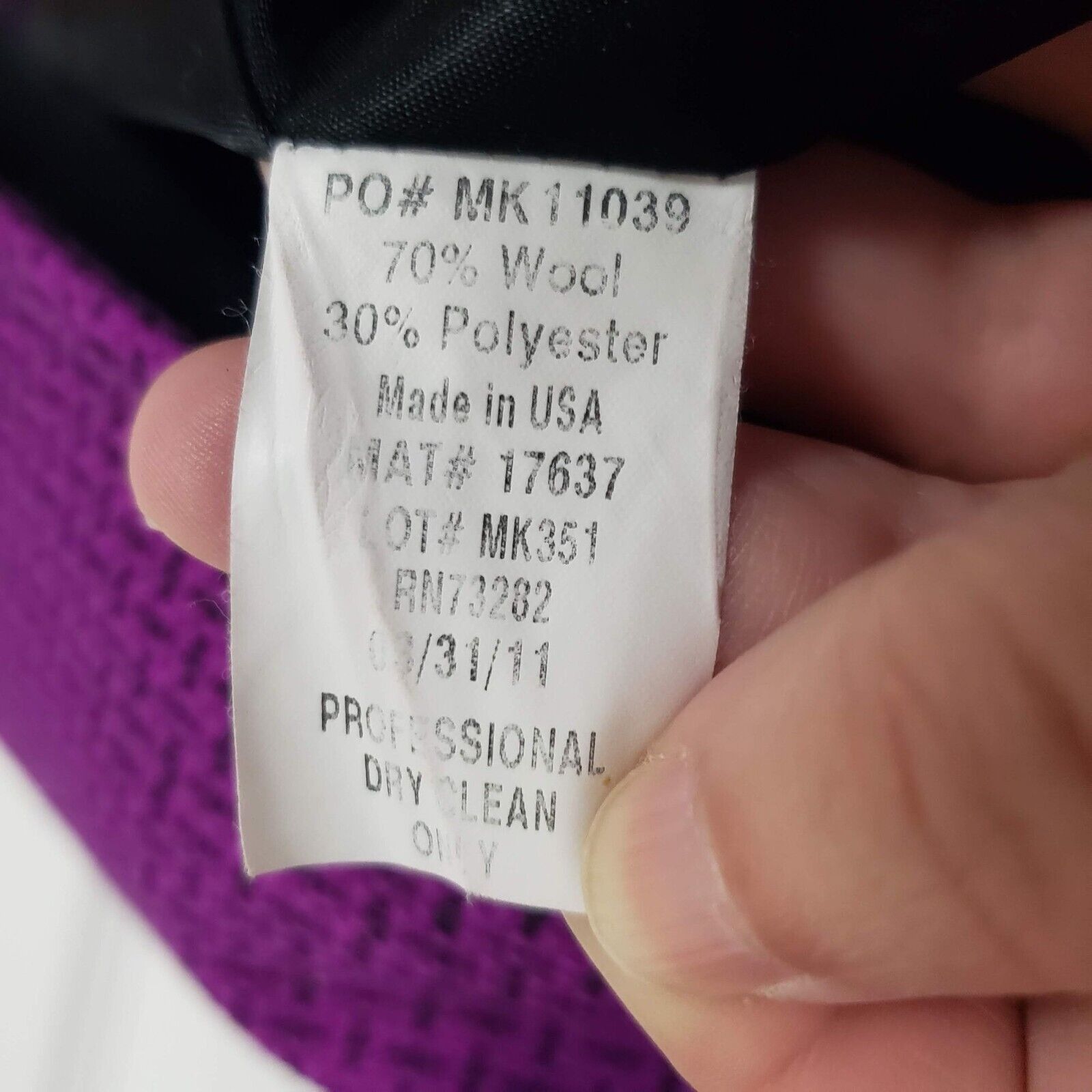 Designer Mary Kay Wool Blend Consultant Coat Womens Size 12 Purple Size XL / US 12-14 / IT 48-50 - 5 Thumbnail