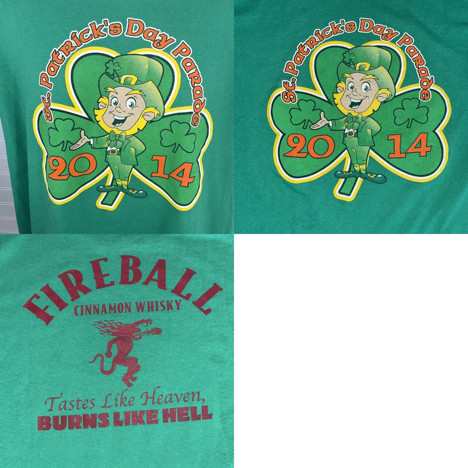Vintage Saint Patrick's Day Parade Green Irish Mens L Fireball Whisky T Shirt 2014 Size US L / EU 52-54 / 3 - 8 Thumbnail