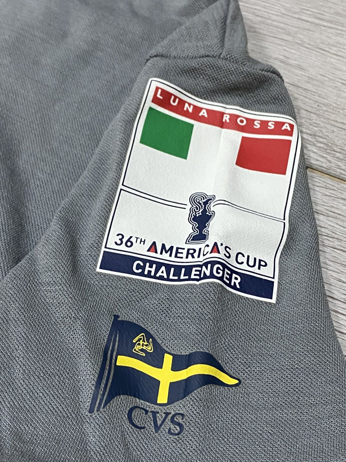 Prada Luna Rossa vintage Pirelli americas cup polo red tab