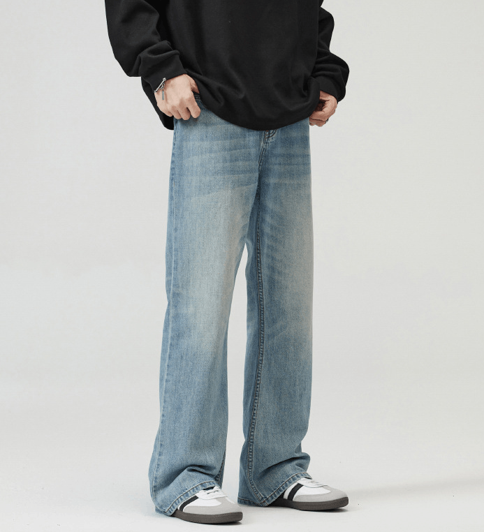 Japanese Brand × Jean Light blue washed retro straight flared baggy jeans Size US 32 / EU 48 - 4 Thumbnail