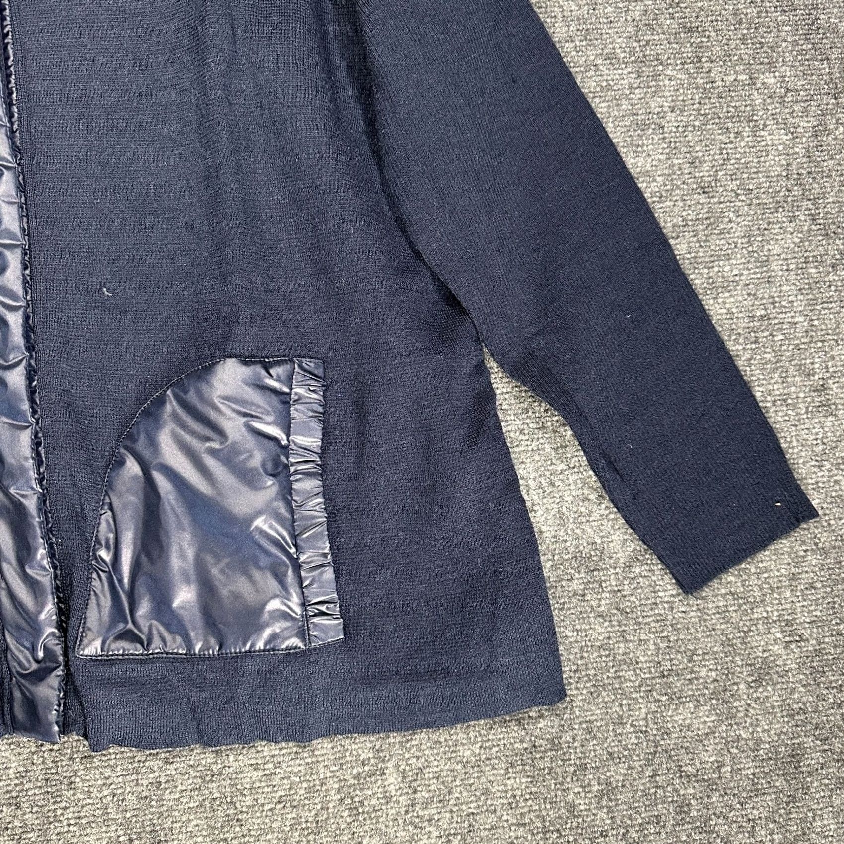 Vintage Chicos Zenergy Jacket Womens XL Blue Knit Front Puffer Back Pockets Snap Up Casual Solid Geometric Front Knit Back Pockets Size XL / US 12-14 / IT 48-50 - 3 Thumbnail